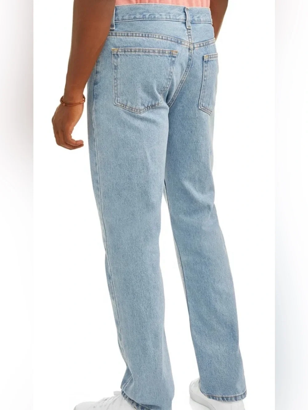 George Men's Regular Fit Straight Cotton Jeans Light Wash - Size 34x32